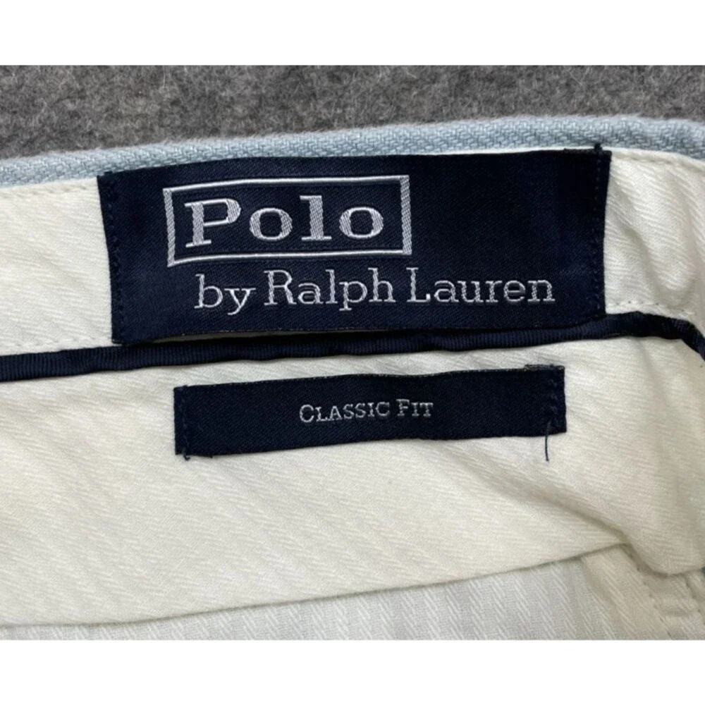 Vintage Polo Ralph Lauren Linen Pants 34x31 Light Blue Herringbone Trousers Read